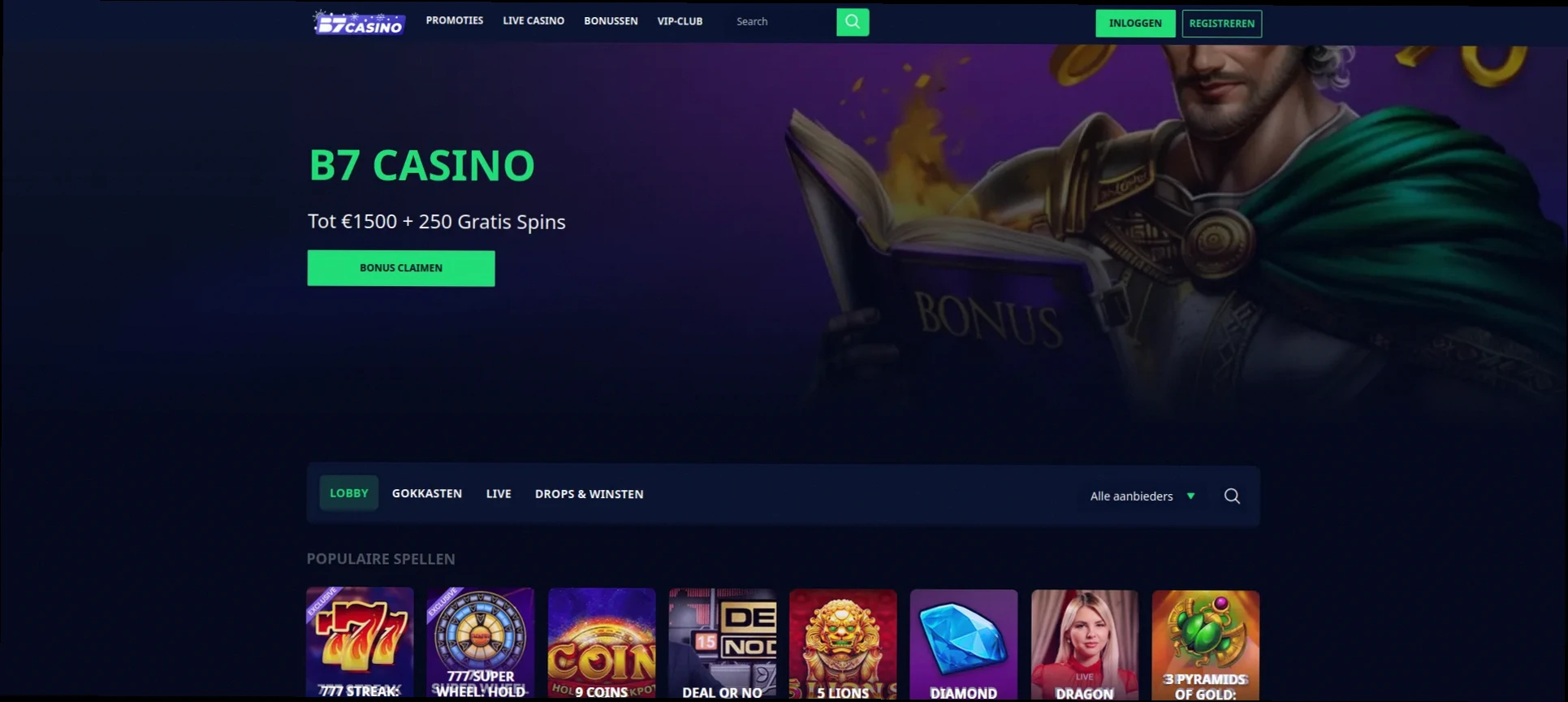 B7 Casino welkomstbonus tot €450 + 250 gratis spins